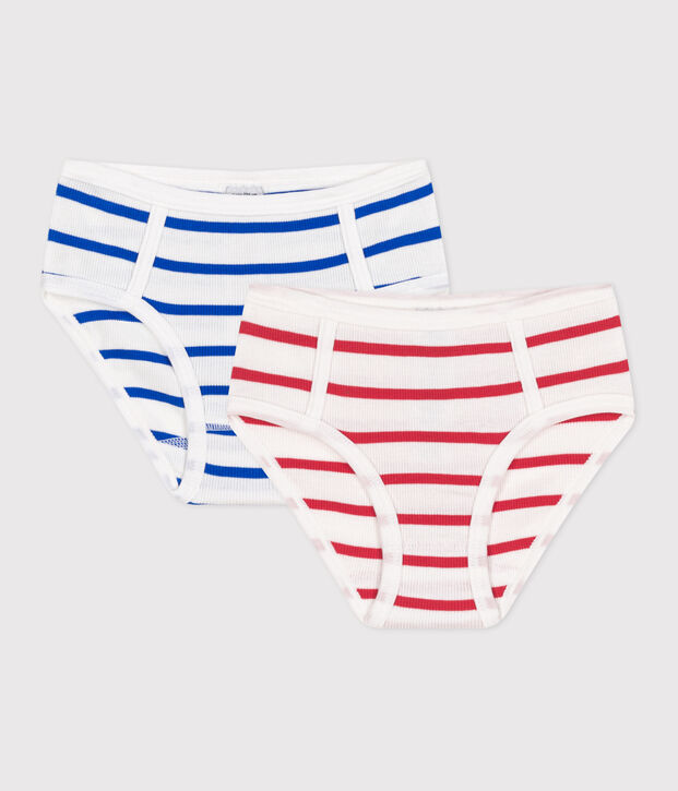 2er-Set Kinder-Slips High-Waist aus Baumwolle mit Streifen vielfarbig