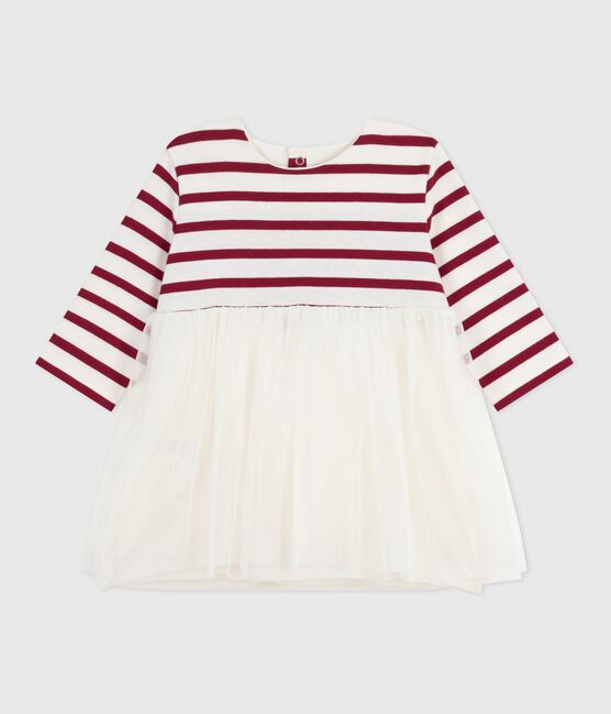 Langärmliges Kleid aus zwei Stoffen rot MILK/ AMARANTE