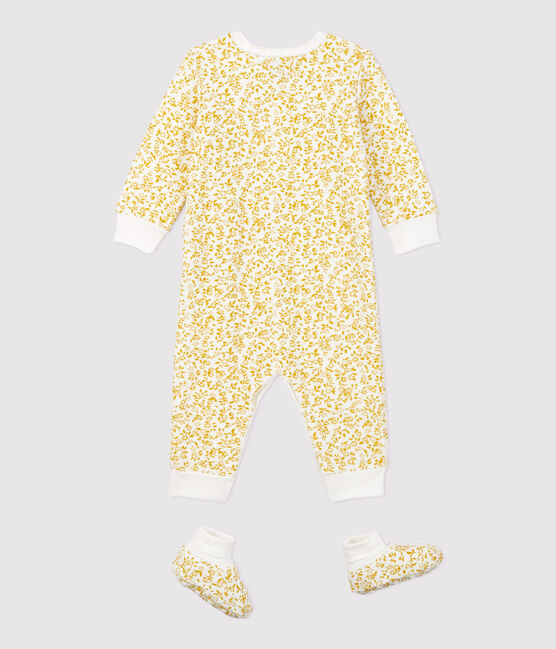 Baby-Schlaf-Set aus kuschelig weichem Frottee mit Blumenmuster OCRE/ ECUME2