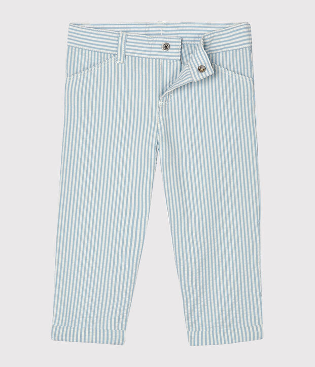 Baby-Hose in Seersucker f&uuml;r Jungen blau/weiss