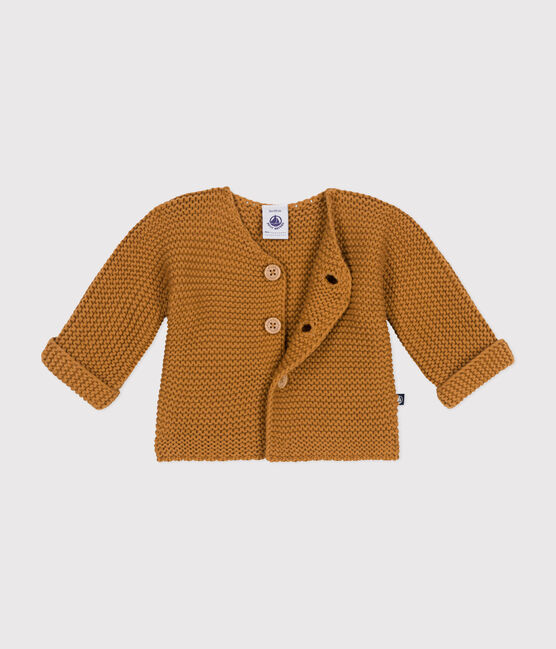 Baby-Cardigan kraus rechts gestrickt braun CUIVRE