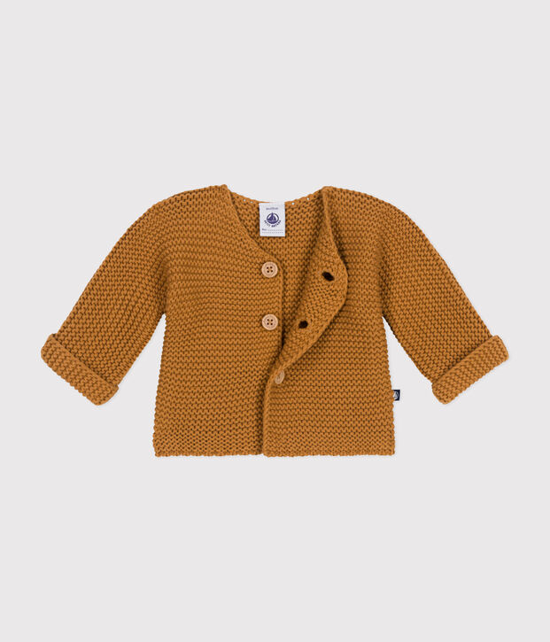Baby-Cardigan kraus rechts gestrickt braun