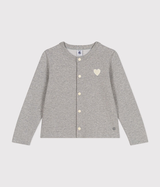 Kinder-Cardigan aus Molton für Mädchen grau CHATON CHINE