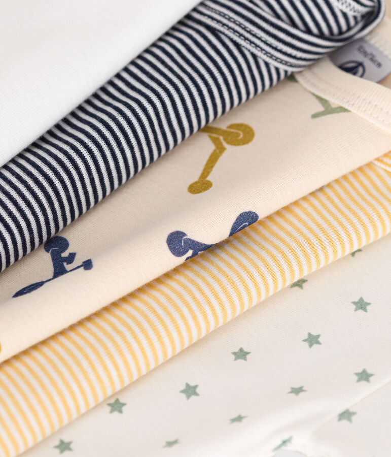 5er-Set lang&auml;rmelige Baby-Bodys aus Baumwolle mit Roller-Printmotiv vielfarbig