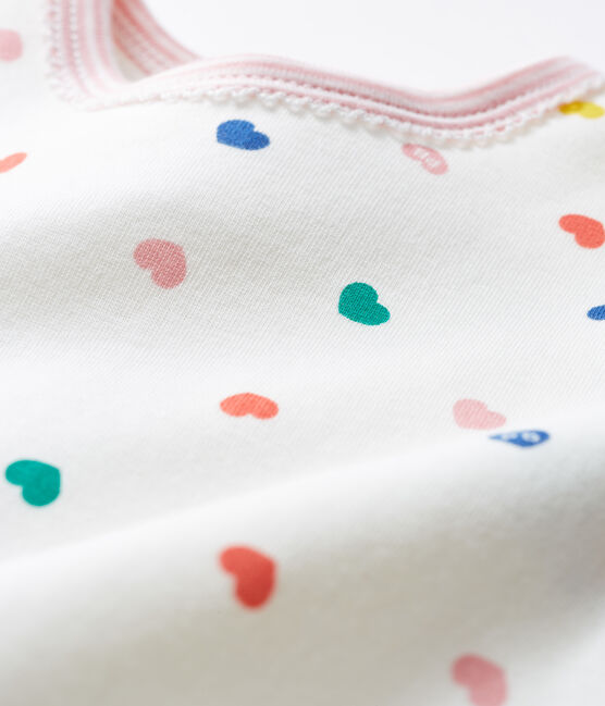 Baby-Strampler aus Molton für Mädchen weiss MARSHMALLOW/weiss MULTICO