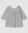 Langärmeliges gestreiftes Baby-Kleid für Mädchen aus Doppeljersey weiss MARSHMALLOW/blau SMOKING