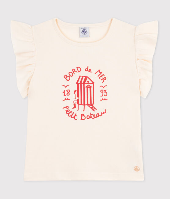 Kurzärmeliges Kinder-T-Shirt aus bedruckter Baumwolle naturfarben AVALANCHE
