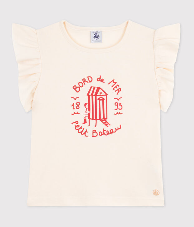 Kurz&auml;rmeliges Kinder-T-Shirt aus bedruckter Baumwolle naturfarben