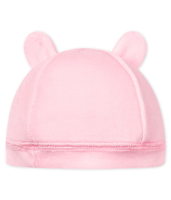 Baby-mütze für neugeborene unisex aus samt rosa VIENNE