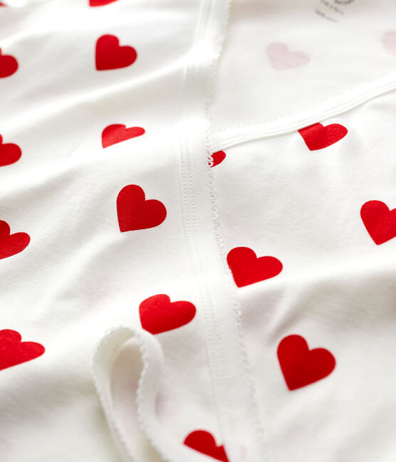 Damen-Cardigan in Wickelform aus BIO-Baumwolle weiss MARSHMALLOW/rot TERKUIT