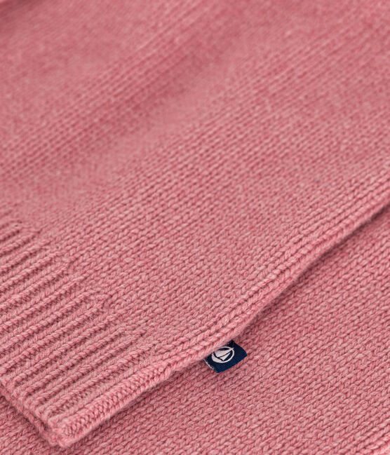 Kinder-Cardigan aus Woll- und Baumwoll-Jacquard für Mädchen rosa ROSEWOOD/ AVALANCHE