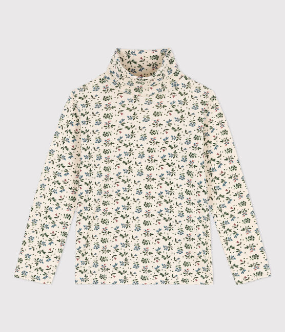 Rollkragenshirt aus Baumwolle mit Blumenmuster für Mädchen weiss AVALANCHE+VALLEE/ MULTICO