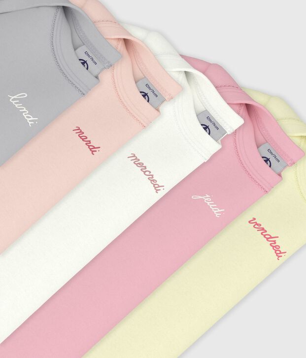 Set kurz&auml;rmeliger Baby-Bodys aus einfarbiger Baumwolle vielfarbig