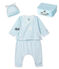 Dreiteiliges Baby-Geschenkset aus Rippstrick grün AMANDIER/weiss MARSHMALLOW