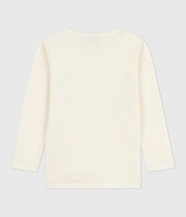 Lang&auml;rmeliges Kinder T-Shirt aus einfarbiger Wolle und Baumwolle beige