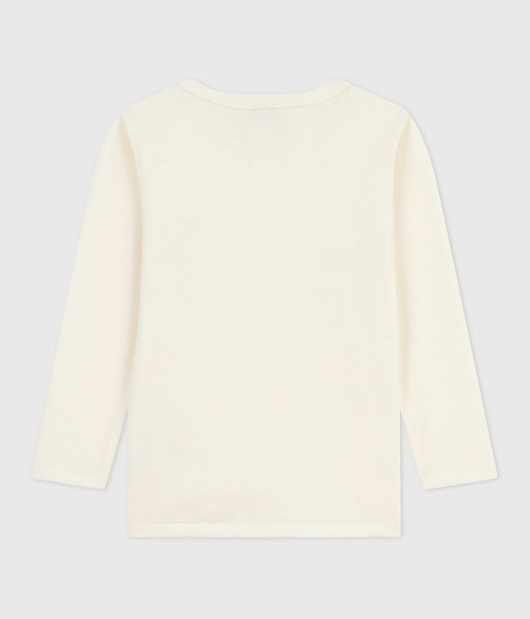 Lang&auml;rmeliges Kinder T-Shirt aus einfarbiger Wolle und Baumwolle beige