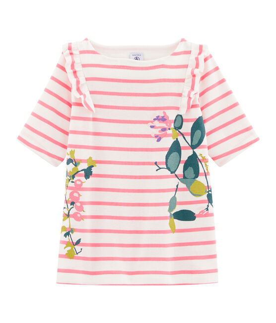 Kinder-T-Shirt für Mädchen weiss MARSHMALLOW/rosa CUPCAKE
