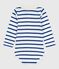 Baby-Body mit Polokragen aus gestreifter Baumwolle  blau MILK/ OLYMPIC