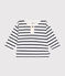 Langärmeliges Baby-T-Shirt aus Baumwolle weiss MARSHMALLOW/blau SMOKING