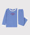 Kinderpyjama aus Baumwolle mit Ringelstreifen blau PERSE/weiss MARSHMALLOW