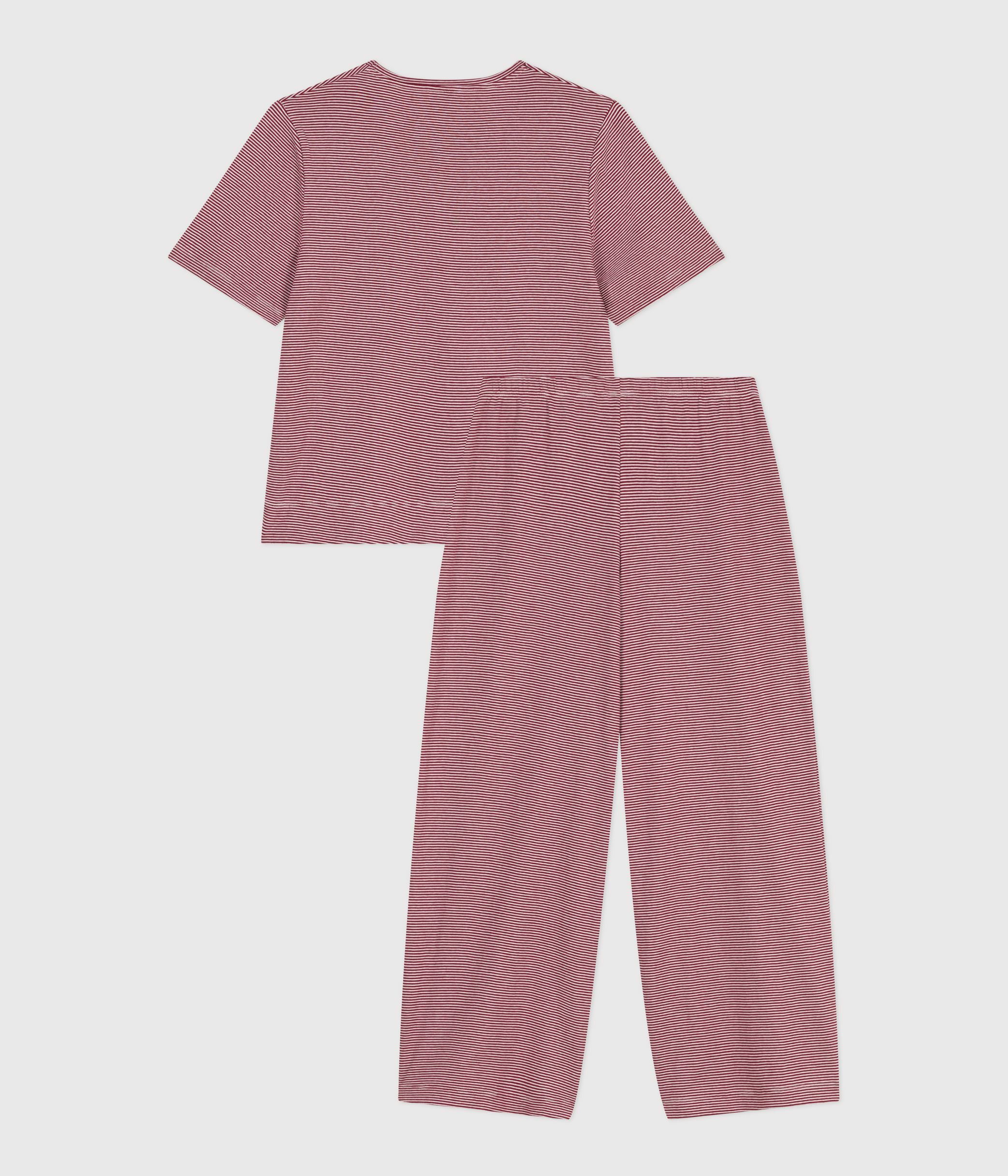 Petit Bateau Damen Schlafanzug Kurzärmlig – Aus Weichem Rippstrick, Mit Bequemem Bund & Weiter Hose