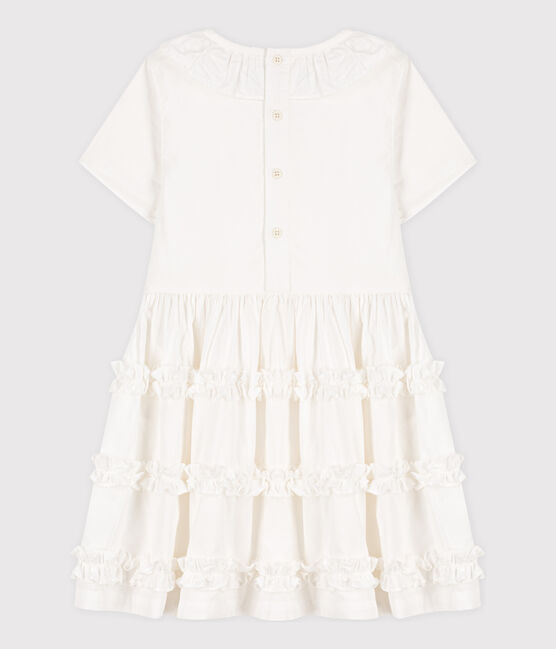 Kurzärmeliges Kinder-Kleid aus Popeline für Mädchen weiss ECUME 1
