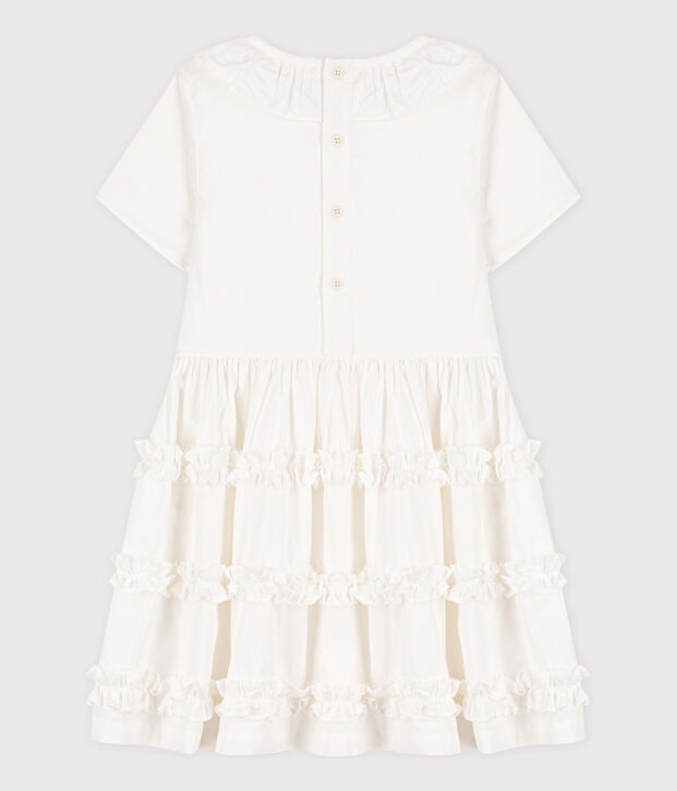 Kurz&auml;rmeliges Kinder-Kleid aus Popeline f&uuml;r M&auml;dchen weiss