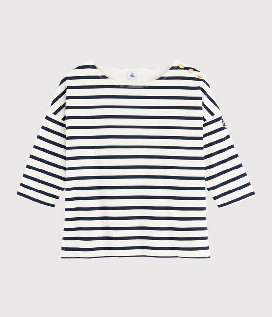 Streifenshirt aus Baumwolle Damen weiss MARSHMALLOW/blau SMOKING