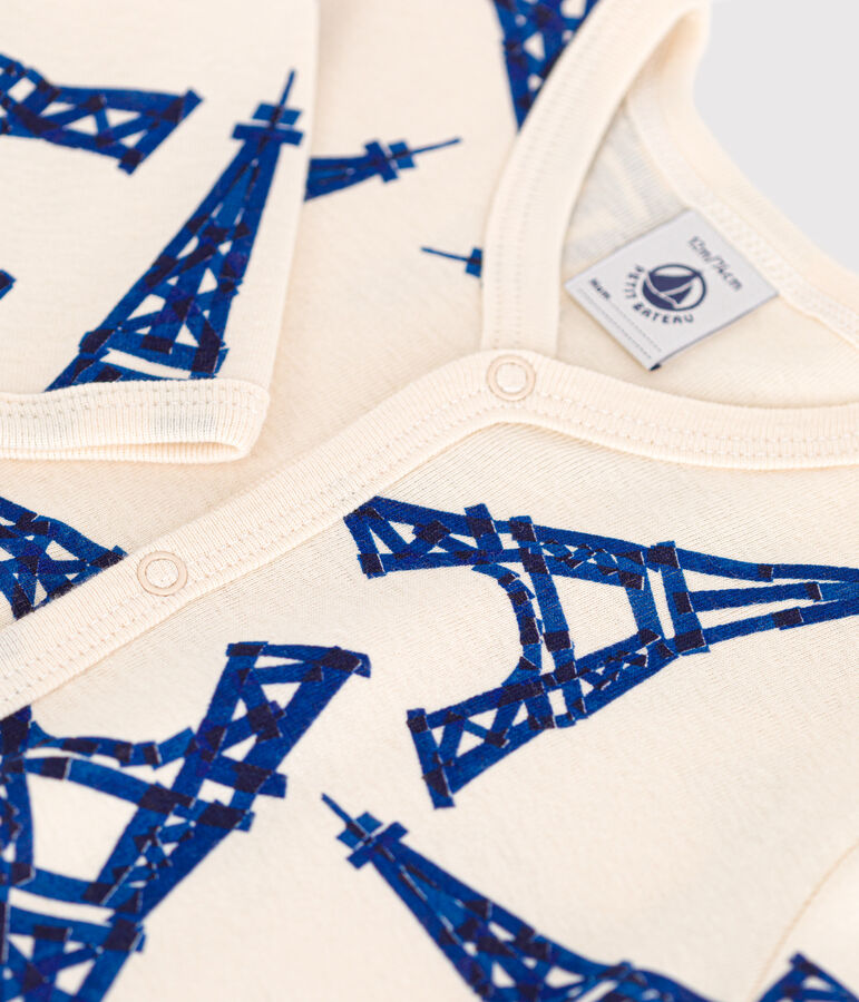 Strampler aus Baumwolle mit Paris-Print weiss AVALANCHE/ MULTICO