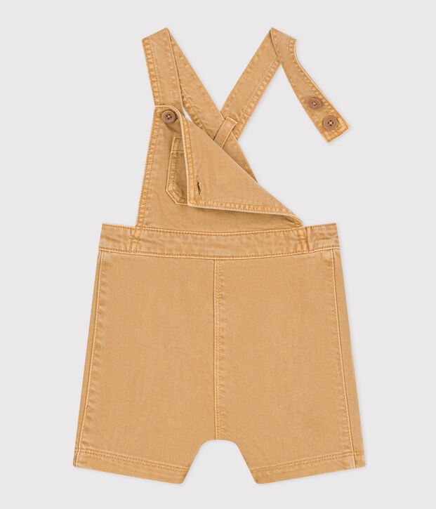 Kurze Baby-Latzhose aus farbigem Denim beige