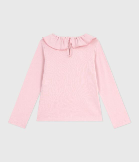 Langärmeliges Kinder-T-Shirt aus einfarbiger Baumwolle rosa JOLI