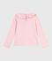 Langärmeliges Kinder-T-Shirt aus einfarbiger Baumwolle rosa JOLI