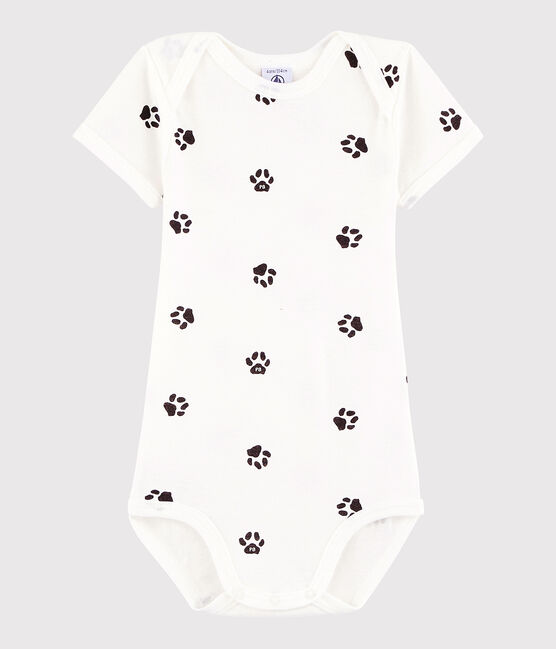 Kurzärmeliger Baby-Body Mädchen/Jungen weiss MARSHMALLOW/grau CAPECOD