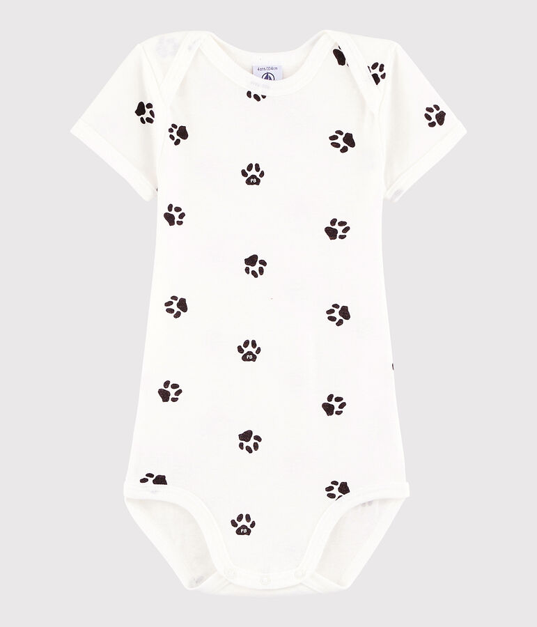 Kurz&auml;rmeliger Baby-Body M&auml;dchen/Jungen weiss/grau