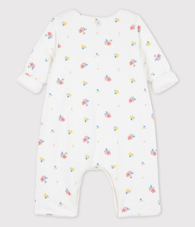 Langer Baby-Overall aus Bio-Doppeljersey mit print weiss/rosa