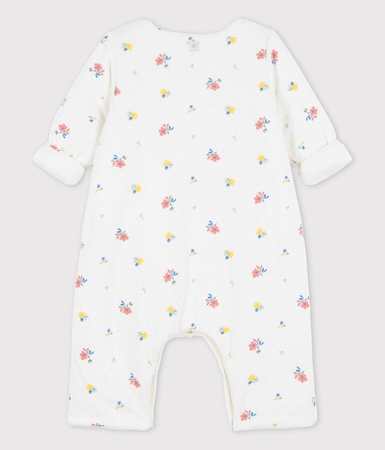 Langer Baby-Overall aus Bio-Doppeljersey mit print weiss/rosa