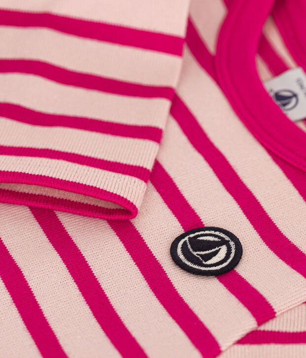 Baby-Matrosenshirt aus dickem Baumwolljersey rosa/rosa