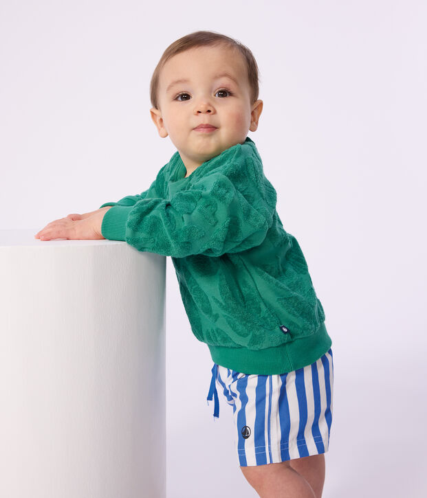 Baby-Badeshorts mit Streifen blau/weiss