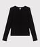 Damen-Cardigan aus einfarbiger Baumwolle schwarz BLACK