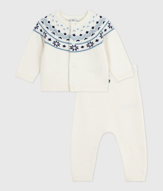 2-teiliges Baby-Set Cardigan aus Jacquardstrick blau MARSHMALLOW/ SOIR
