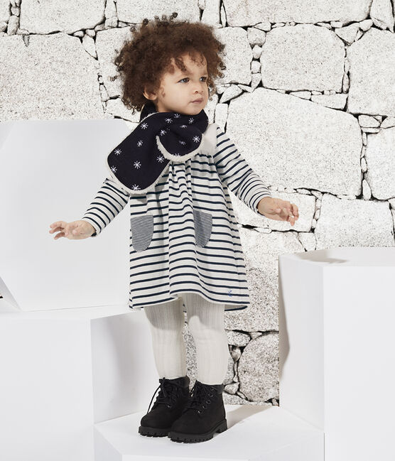 Baby-Schal, unisex mit Fleecefutter blau SMOKING/weiss MARSHMALLOW