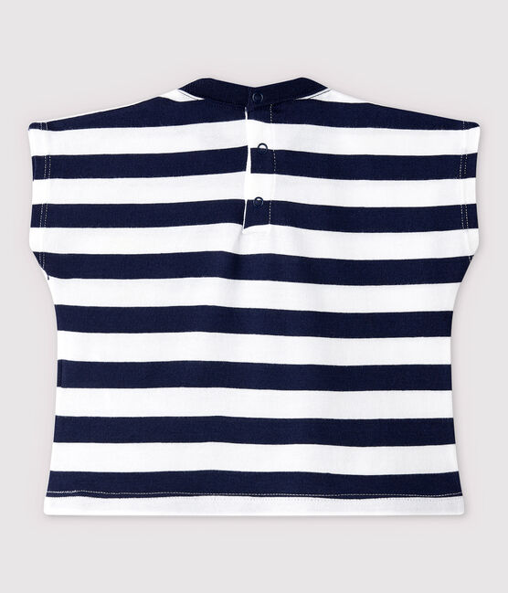Kurzärmeliges Baby-T-Shirt aus Jersey für Jungen blau SMOKING/weiss MARSHMALLOW
