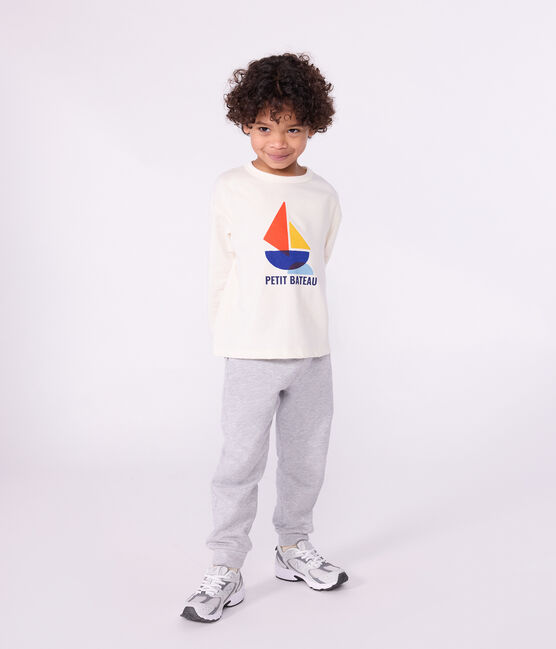 Langärmeliges Kinder-T-Shirt aus bedruckter Baumwolle naturfarben MILK