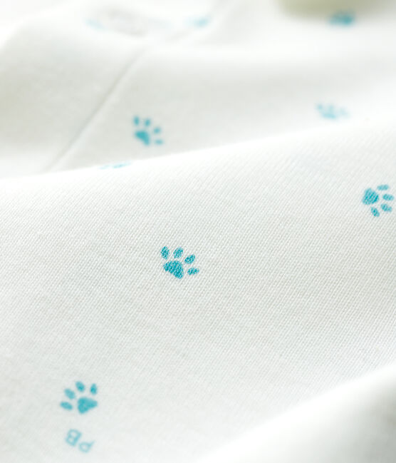 Fußloser Baby-Strampler aus Baumwolle mit Babyfüßchen-Motiv weiss MARSHMALLOW/weiss MISTIGRI