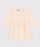 Langärmeliges Babykleid aus zwei Materialien naturfarben AVALANCHE