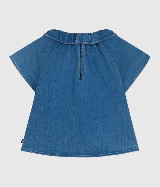 Kurzärmelige Baby-Bluse aus Jeansstoff  blau DENIM CLAIR