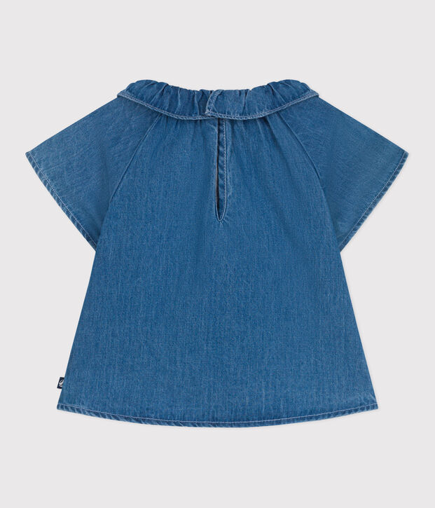 Kurz&auml;rmelige Baby-Bluse aus Jeansstoff blau