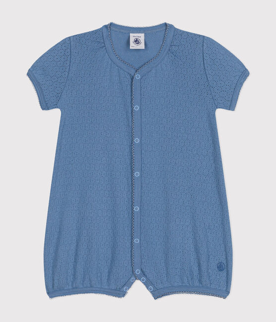 Baby-Kurzoverall aus Baumwolle im Ajour-Stil blau BEACH