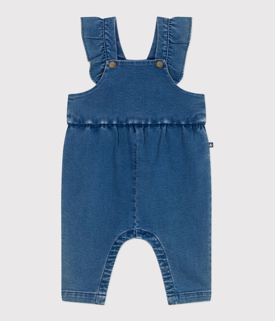 Langbeinige Baby-Latzhose aus Jeansstoff mit Elastan.  blau BLEU DELAVE
