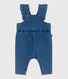 Langbeinige Baby-Latzhose aus Jeansstoff mit Elastan. 